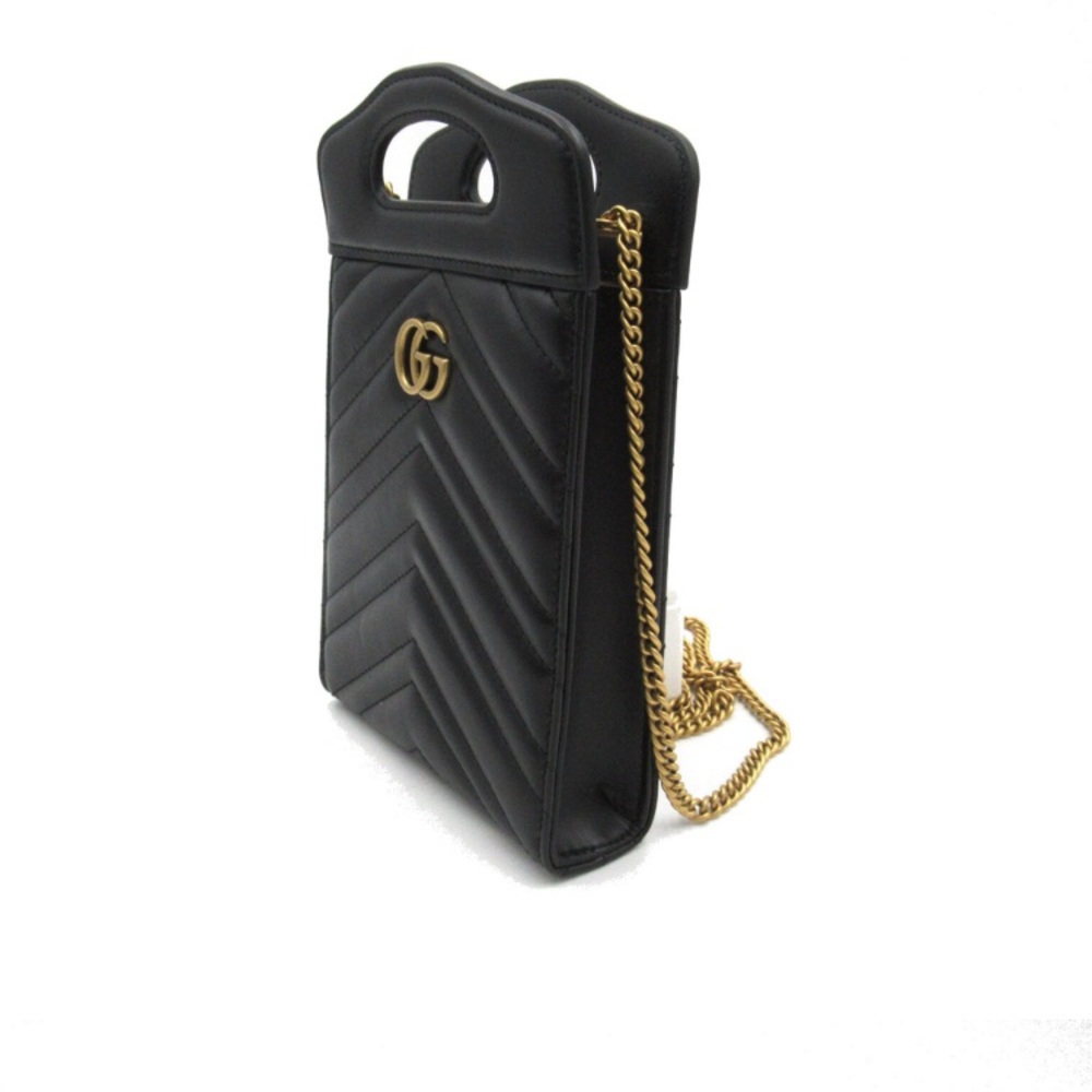 Gucci Quilted Black Bag with Gold Chain